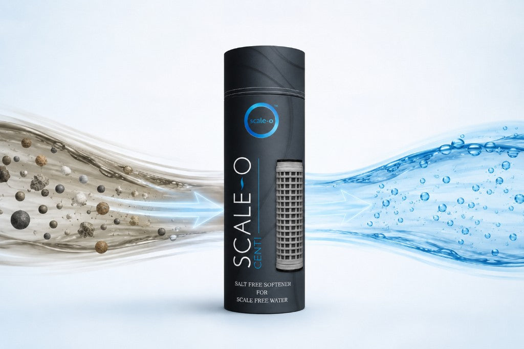 Scale-O Centi salt-free softener converting hard water into soft water