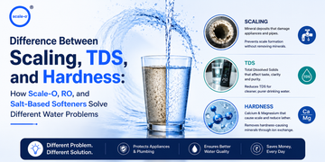 Difference Between Scaling, TDS and Hardness: How Scale-O, RO and Salt-Based Softeners Solve Different Water Problems