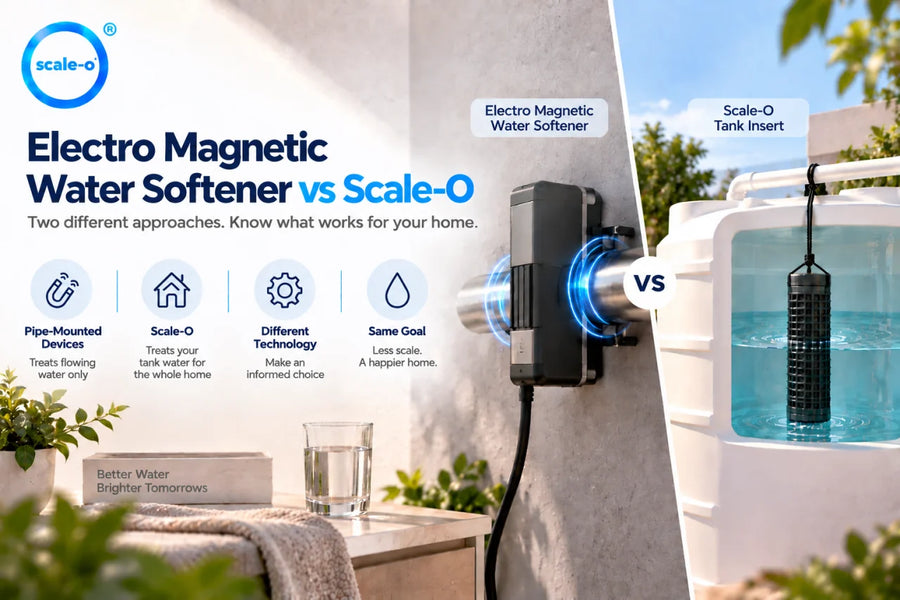 Electro Magnetic Water Softener vs Scale-O comparison for overhead tank homes
