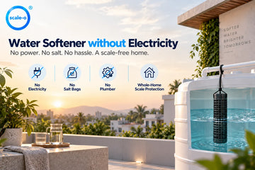 Water softener without electricity: salt-free insert in an Indian overhead tank