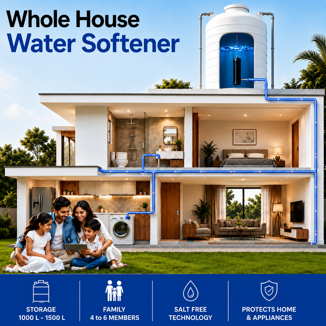 Scale-O Semi Salt-Free Water Softener for 1000L-1500L Tanks