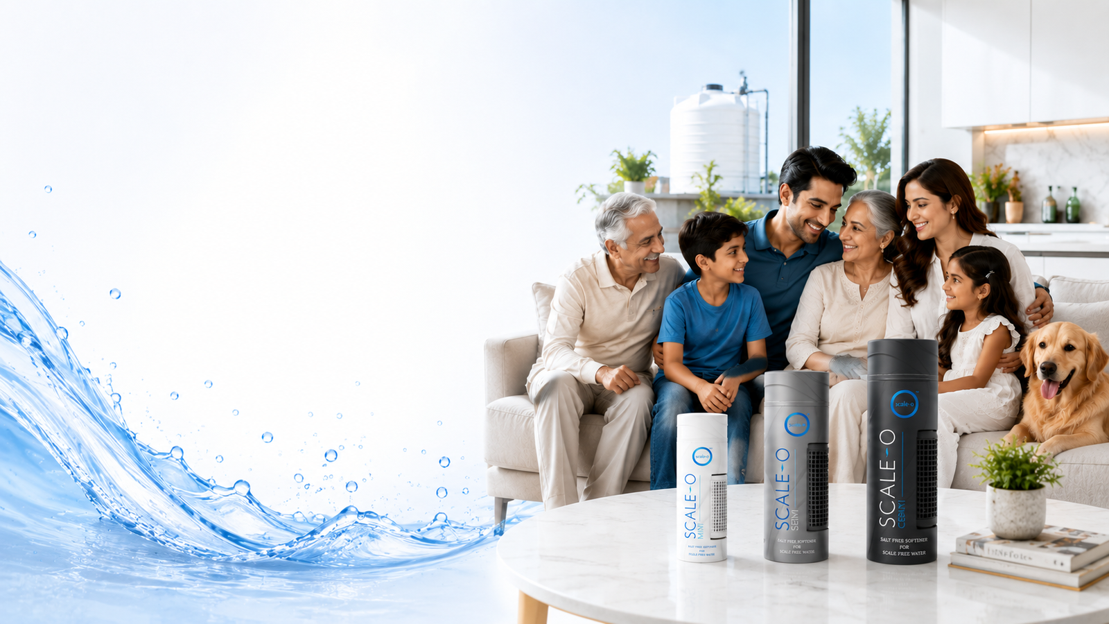 Scale-O salt-free water softener in overhead tank